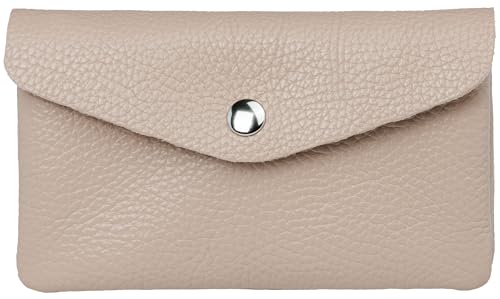 Caspar Echt Leder Geldbeutel Damen Portemonnaie mittelgroße Geldbörse mit Reißverschluss & Druckknopf - GB417 - Made in Italy, Farbe:rosa beige, Größe:Mittelgroß (16cm x 10cm) von Caspar
