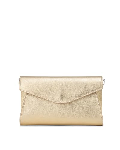 Caspar Elegante Echt Leder Envelope Clutch Abendtasche Damen Handtasche aus Wildleder - PREMIUM LINE - Modell No.847 - Made in Italy, Farbe:gold metallic von Caspar