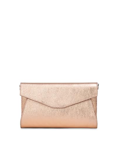 Caspar Elegante Echt Leder Envelope Clutch Abendtasche Damen Handtasche aus Wildleder - PREMIUM LINE - Modell No.847 - Made in Italy, Farbe:roségold metallic von Caspar