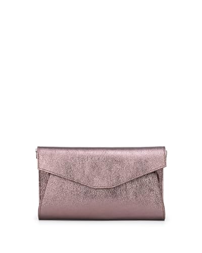 Caspar Elegante Echt Leder Envelope Clutch Abendtasche Damen Handtasche aus Wildleder - PREMIUM LINE - Modell No.847 - Made in Italy, Farbe:taupe metallic von Caspar