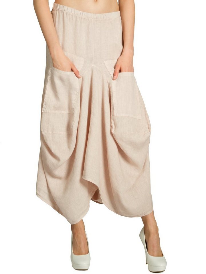 Caspar Faltenrock RO018 leichter langer Damen Sommer Leinenrock mit Fronttaschen von Caspar