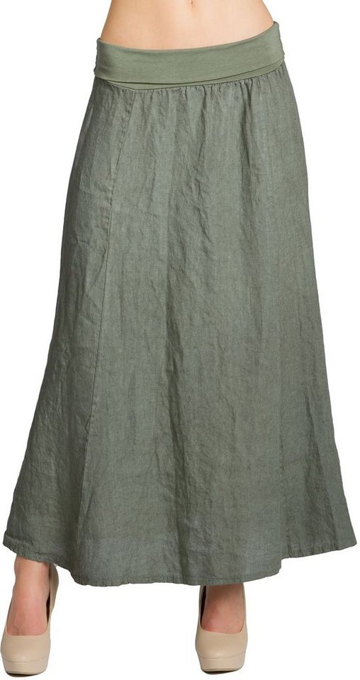 Caspar Faltenrock RO019 Damen langer Maxi Sommer Leinenrock von Caspar