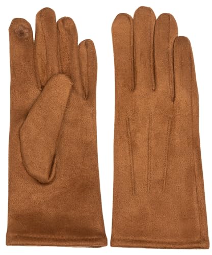 Caspar GLV014 klassisch elegante uni Damen Handschuhe mit 3 Nähten, Farbe:cognac, Accessoires:One Size von Caspar