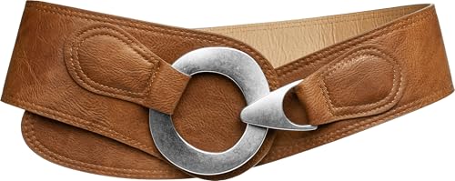 Caspar GU243 breiter Damen Taillengürtel, Gürtelgröße:80, Farbe:cognac von Caspar