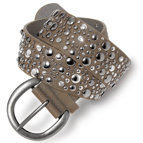 Caspar GU248 Damen Breiter Gürtel Taillengürtel mit Nieten und Strass, Gürtelgröße:95, Farbe:khaki von Caspar