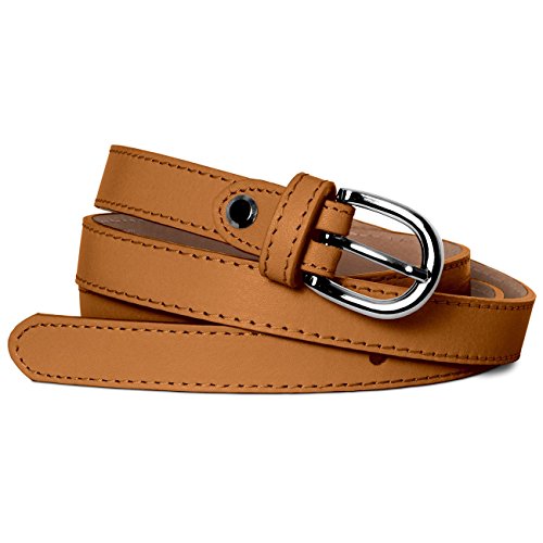Caspar GU273 schmaler Damen Leder Gürtel Taillengürtel, Gürtelgröße:95, Farbe:cognac von Caspar