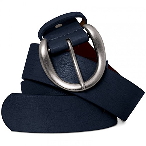 Caspar GU274 breiter Damen Vintage Gürtel mit gebürsteter Metallschnalle, Gürtelgröße:95, Farbe:dunkelblau von Caspar