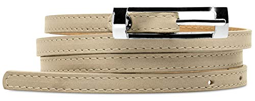 Caspar GU296 schmaler Damen Leder Taillengürtel, Gürtelgröße:80 [für Körperumfang 76-83 cm], Farbe:taupe von Caspar