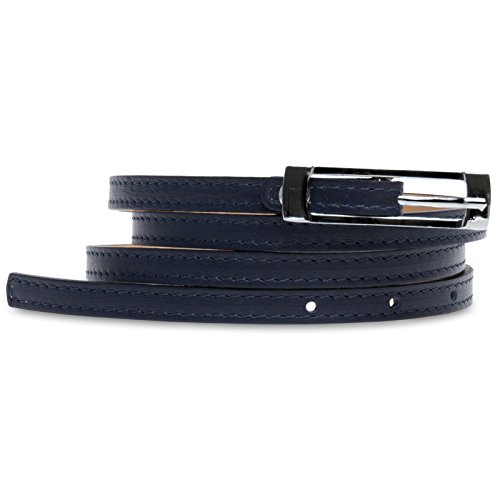 Caspar GU296 schmaler Damen Leder Taillengürtel, Gürtelgröße:90 [für Körperumfang 89-93 cm], Farbe:dunkelblau von Caspar