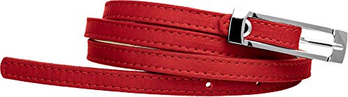 Caspar GU296 schmaler Damen Leder Taillengürtel, Gürtelgröße:90 [für Körperumfang 89-93 cm], Farbe:rot von Caspar