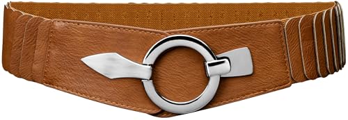 Caspar GU300 Damen elastischer breiter Stretch Taillengürtel, Farbe:cognac, Gürtelgröße:98 [für Körperumfang 110-125 cm] von Caspar