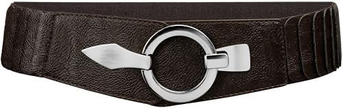 Caspar GU300 Damen elastischer breiter Stretch Taillengürtel, Farbe:dunkelbraun, Gürtelgröße:98 [für Körperumfang 110-125 cm] von Caspar
