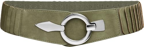 Caspar GU300 Damen elastischer breiter Stretch Taillengürtel, Farbe:olivgrün, Gürtelgröße:98 [für Körperumfang 110-125 cm] von Caspar