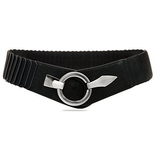 Caspar GU300 Damen elastischer breiter Stretch Taillengürtel, Farbe:schwarz, Gürtelgröße:98 [für Körperumfang 110-125 cm] von Caspar