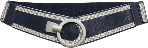 Caspar GU315 Damen elastischer breiter Glitzer Strass Taillengürtel, Farbe:dunkelblau, Gürtelgröße:78 [für Körperumfang 75-90 cm] von Caspar