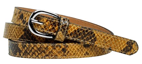 Caspar GU320 eleganter schmaler Damen Taillengürtel mit Schlangenhaut Print, Gürtelgröße:85 [für Körperumfang 84-88 cm], Farbe:curry von Caspar