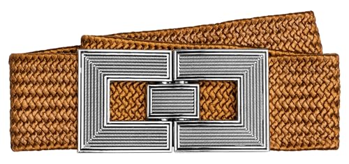 Caspar GU328 breiter elastischer Damen Stretch Taillengürtel mit stylischer Metallschließe, Farbe:cognac, Gürtelgröße:75 [für Körperumfang 85-95 cm] von Caspar