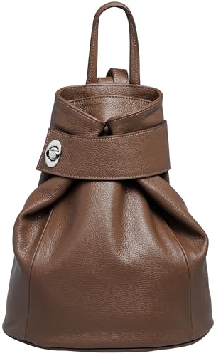Caspar Großer Damen Leder Rucksack Eleganter City Backpack - CLASSIC LINE - Modell No.790 - Made in Italy, Farbe:marone, Größe:Groß (BxHxT ca. 29x35x13 cm) von Caspar