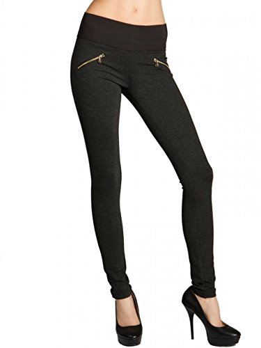 Caspar HLE008 Damen Stretch Leggings, Farbe:dunkelgrau meliert, Größe:S - DE36 UK8 IT40 ES38 US6 von Caspar