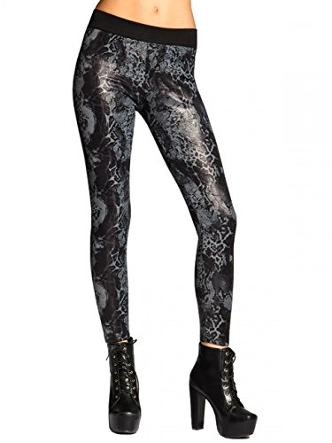 Caspar HLE016 Gefütterte Damen Leggings, Farbe:Silber Schlange, Größe:M - DE38 UK10 IT42 ES40 US8 von Caspar