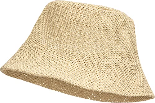 Caspar HT020 lässiger Damen Sommer Fischerhut Bucket Hat aus Toyo Stroh, Farbe:beige, Accessoires:One Size von Caspar