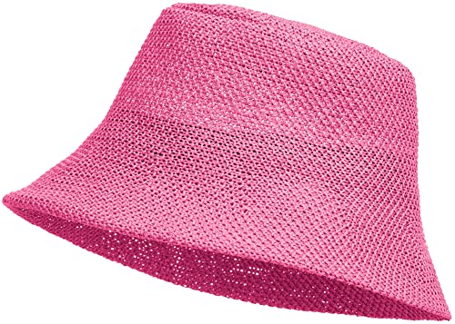 Caspar HT020 lässiger Damen Sommer Fischerhut Bucket Hat aus Toyo Stroh, Farbe:rosa, Accessoires:One Size von Caspar