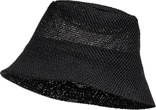 Caspar HT020 lässiger Damen Sommer Fischerhut Bucket Hat aus Toyo Stroh, Farbe:schwarz, Accessoires:One Size von Caspar