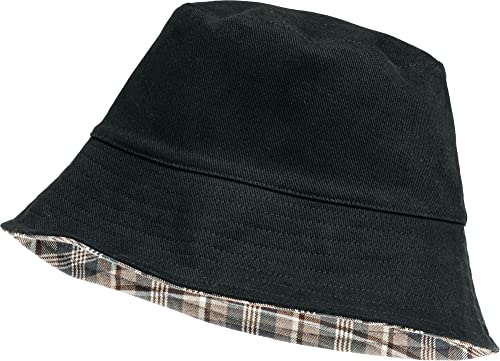 Caspar HT021 lässiger Unisex Sommer Fischerhut Bucket Hat zum Wenden Uni oder Karo Muster, Farbe:schwarz, Accessoires One Size:One Size von Caspar