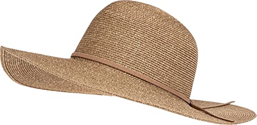 Caspar HT023 eleganter großer Damen Sommerhut Sonnenhut mit breiter Krempe und schmalem Schleifenband, Farbe:Natur, Accessoires:One Size von Caspar