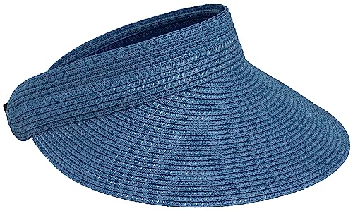 Caspar HT027 verstellbare leichte Damen Sommer Schirmmütze Sonnenvisor aus Toyo Stroh, Farbe:blau, Größe:One Size von Caspar