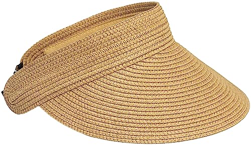 Caspar HT027 verstellbare leichte Damen Sommer Schirmmütze Sonnenvisor aus Toyo Stroh, Farbe:natur, Größe:One Size von Caspar