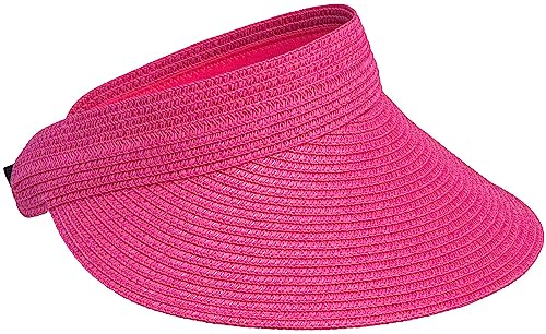 Caspar HT027 verstellbare leichte Damen Sommer Schirmmütze Sonnenvisor aus Toyo Stroh, Farbe:pink, Größe:One Size von Caspar