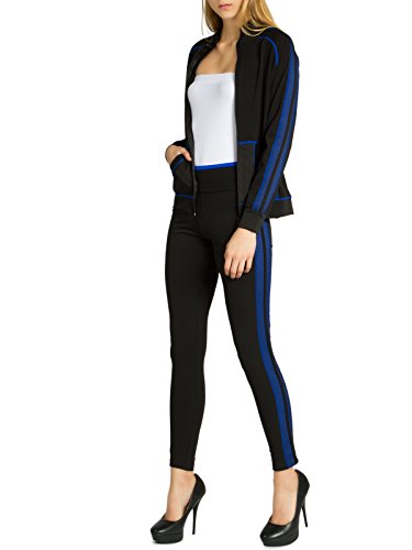 Caspar JG002 stylischer Damen Jogginganzug, Größe:M/L, Farbe:schwarz/royal blau von Caspar