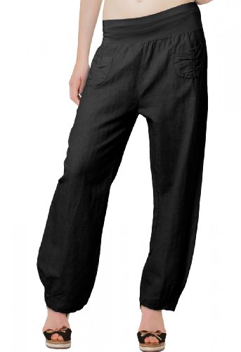 Caspar KHS006 leichte Damen Sommer Leinenhose Yogahose, Farbe:schwarz, Größe:M - DE38 UK10 IT42 ES40 US8 Caspar KHS006 leichte Damen Sommer Leinenhose Yogahose, Farbe:schwarz, Größe:M - DE38 UK10 IT42 ES40 US8 von Caspar