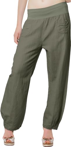 Caspar KHS006 leichte Damen Sommer Leinenhose Yogahose, Farbe:Oliv grün, Größe:L - DE40 UK12 IT44 ES42 US10 Caspar KHS006 leichte Damen Sommer Leinenhose Yogahose, Farbe:Oliv grün, Größe:L - DE40 UK12 IT44 ES42 US10 von Caspar