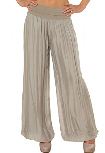 Caspar KHS010 Damen Elegante Lange Marlene Hose Hosenrock mit Seidenanteil und hohem Stretch Bund, Farbe:Schlamm, Größe:L-XL von Caspar