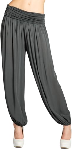 Caspar KHS035 leichte Damen Sommer Haremshose, Farbe:dunkelgrau, Mode Größe:38 von Caspar