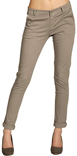 Caspar KHS037 Damen Baumwoll Chino Hose Skinny Fit, Farbe:Schlamm, Größe:M - DE38 UK10 IT42 ES40 US8 von Caspar