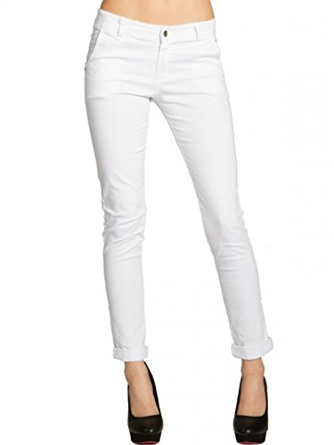 Caspar KHS037 Damen Baumwoll Chino Hose Skinny Fit, Farbe:Weiss, Größe:L - DE40 UK12 IT44 ES42 US10 von Caspar