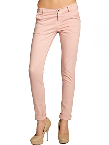 Caspar KHS037 Damen Baumwoll Chino Hose Skinny Fit, Farbe:rosa, Größe:M - DE38 UK10 IT42 ES40 US8 von Caspar