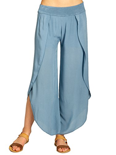 Caspar KHS047 Elegante Damen Sommerhose aus angenehm Leichter Viskose, Farbe:Jeans blau, Größe:38 von Caspar