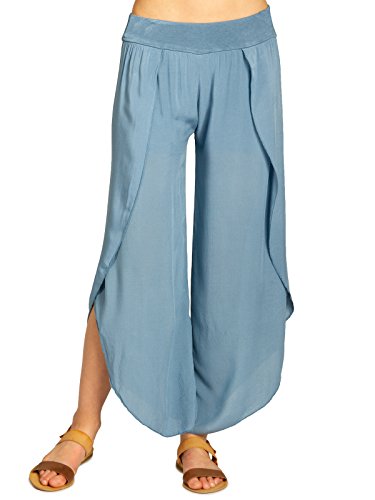 Caspar KHS047 Elegante Damen Sommerhose aus angenehm Leichter Viskose, Farbe:Jeans blau, Größe:40 von Caspar
