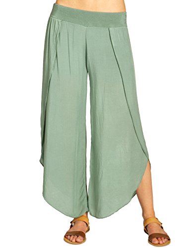 Caspar KHS047 Elegante Damen Sommerhose aus angenehm Leichter Viskose, Farbe:Oliv grün, Größe:38 von Caspar