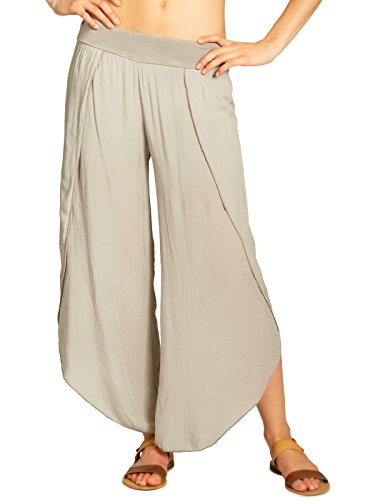 Caspar KHS047 Elegante Damen Sommerhose aus angenehm Leichter Viskose, Farbe:Taupe, Größe:36 von Caspar