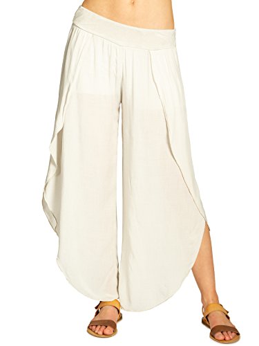 Caspar KHS047 Elegante Damen Sommerhose aus angenehm Leichter Viskose, Farbe:beige, Größe:38 von Caspar