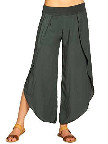 Caspar KHS047 Elegante Damen Sommerhose aus angenehm Leichter Viskose, Farbe:dunkelgrau, Größe:36 von Caspar