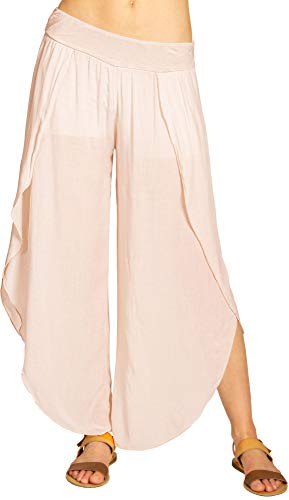 Caspar KHS047 Elegante Damen Sommerhose aus angenehm Leichter Viskose, Farbe:rosa, Größe:40 von Caspar