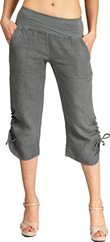 Caspar KHS050 Damen 3/4 Leinen Hose, Farbe:grau, Größe:40 von Caspar