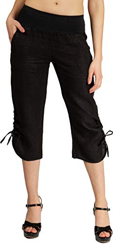 Caspar KHS050 Damen 3/4 Leinen Hose, Farbe:schwarz, Größe:40 von Caspar