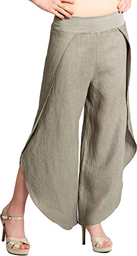 Caspar KHS053 leichte Elegante Damen Leinen Sommerhose, Farbe:Taupe, Größe:42 von Caspar